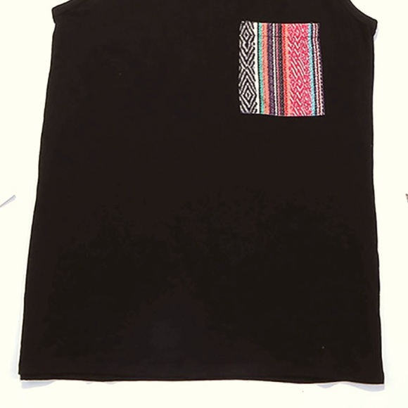 NWT Black Tank Top With Aztec Patterned Pocket - Picture 8 of 9